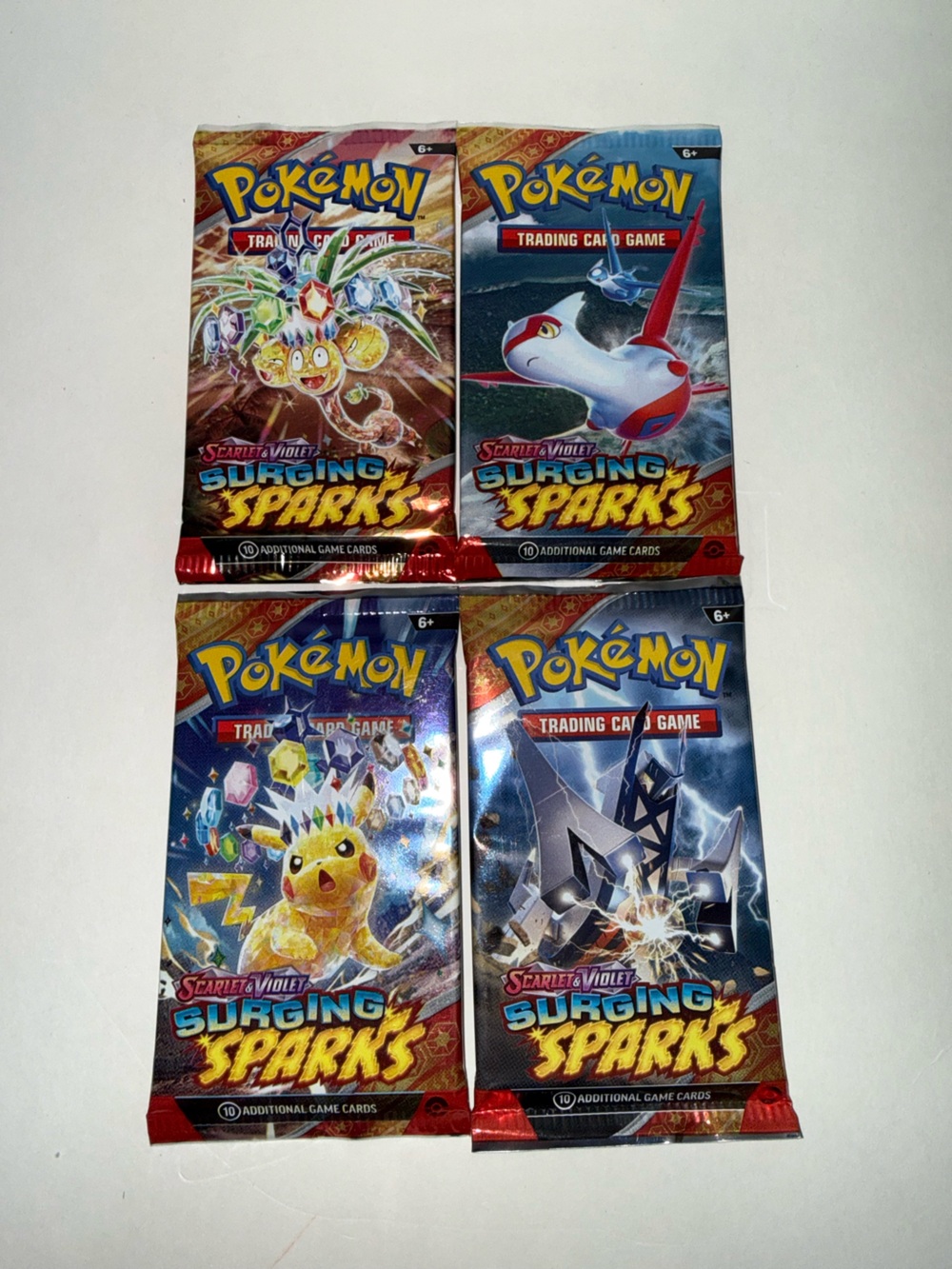 4x Pokemon Scarlet & Violet Surging Sparks Sealed Booster Pack Complete Art Lot
